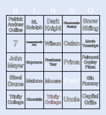 Bridal Shower Bingo Card