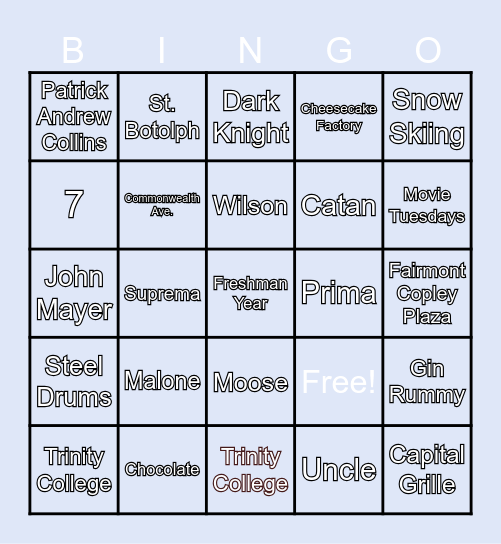 Bridal Shower Bingo Card