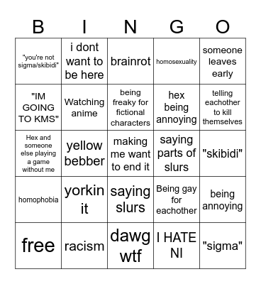 Being on Call with friends Bingo Card