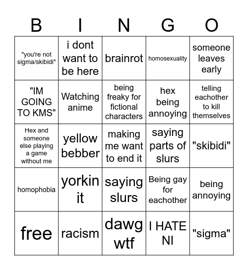 Being on Call with friends Bingo Card