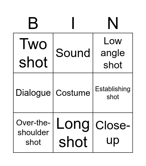 Film Techniques Bingo Card