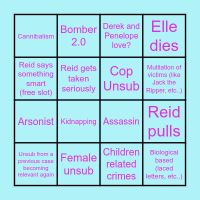 Criminal Minds Bingo Card