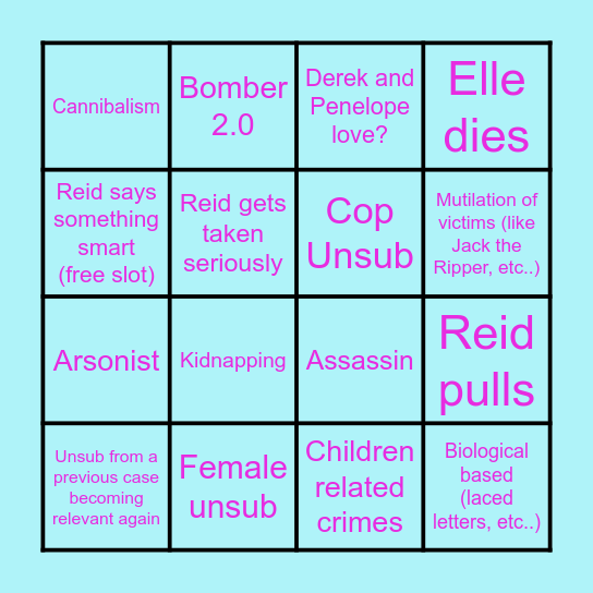 Criminal Minds Bingo Card