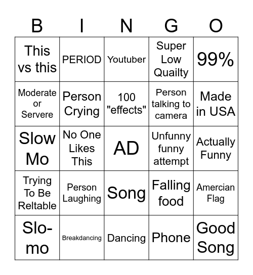 AD BINGO Card