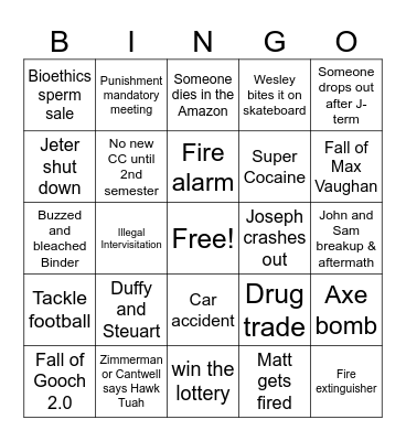 Senior Year Bingo!!! Bingo Card