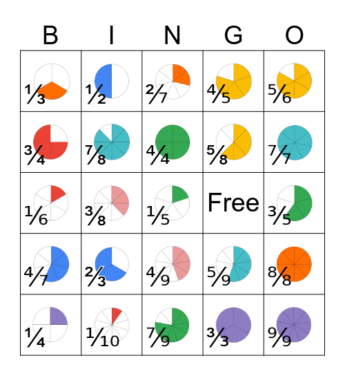 Fraction Bingo Card