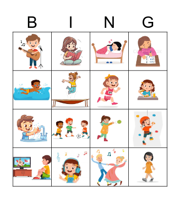 Action Verbs Bingo Card