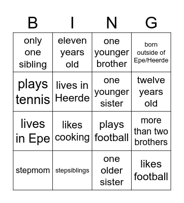 Family Bingo Card