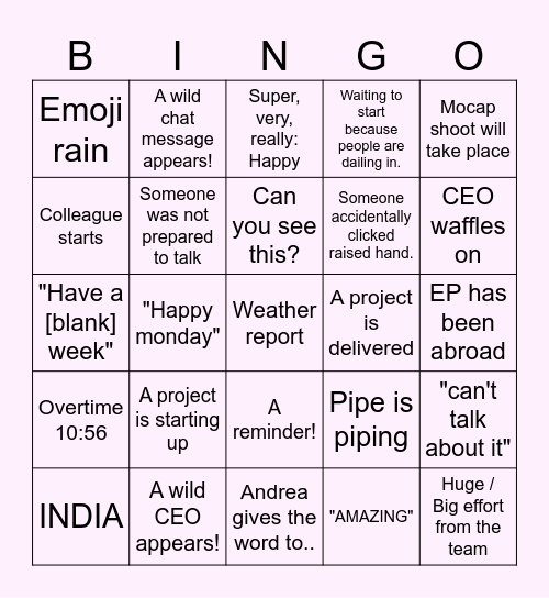 Office bingo 2025 Bingo Card