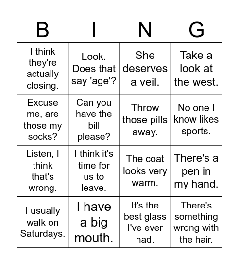 DET Bingo Card