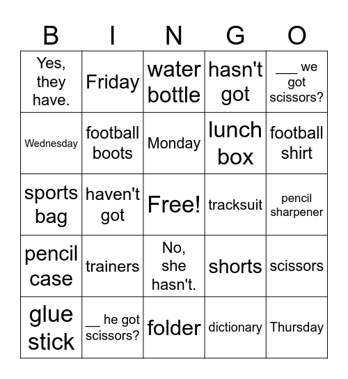 Untitled Bingo Card