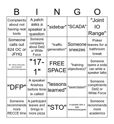 Red Flag Hotwash Bingo! Bingo Card