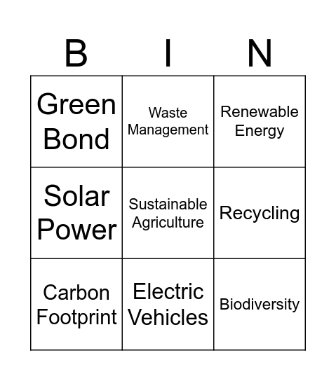 GREEN BINGO Card