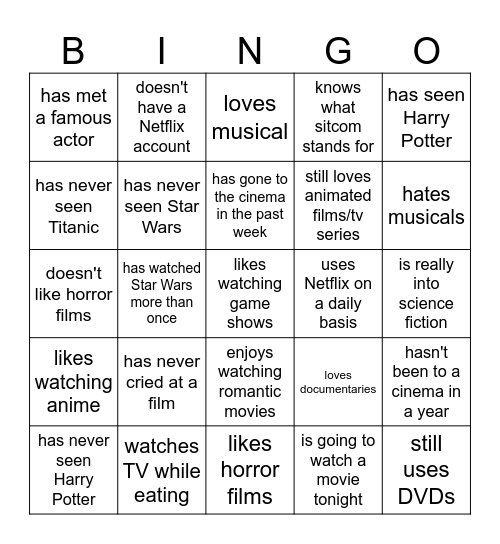 Find someone who... Bingo Card