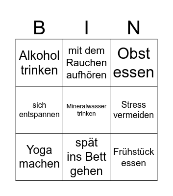 Ein Gesundes Leben Bingo Card