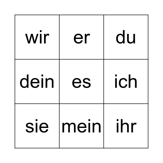 my bingo Card