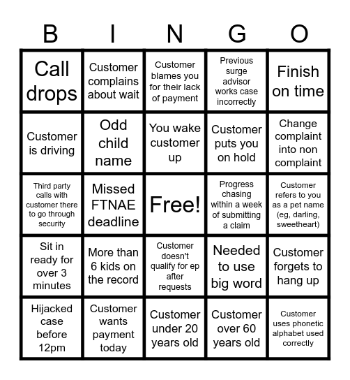 Child Benefit Bingo Card