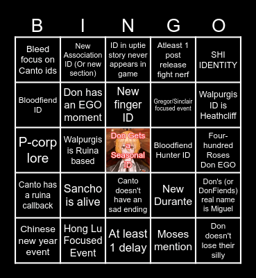 Season 5/Canto 7 Bingo Card