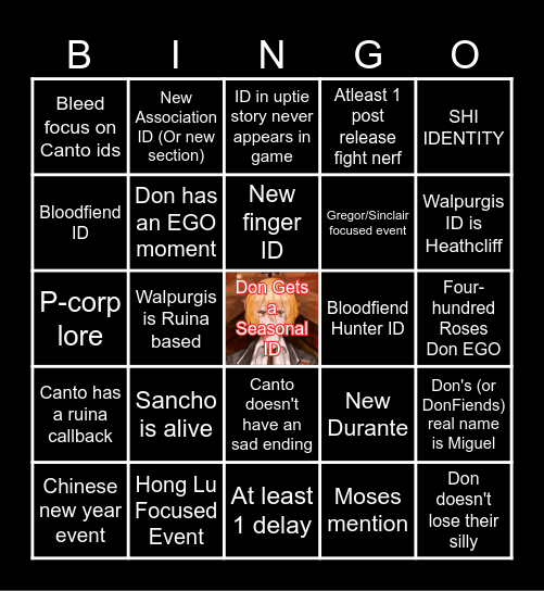 Season 5/Canto 7 Bingo Card