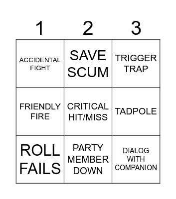 BALDUR'S GATE 3 Bingo Card
