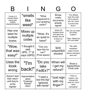 THE UPS STORE Bingo Card
