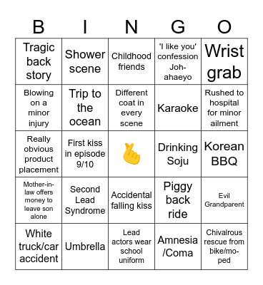 Kdrama Bingo Card