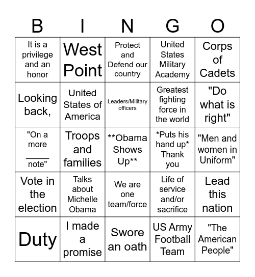 Barack's Bingo Card Bingo Card