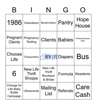 BINGO FOR LIFE Bingo Card