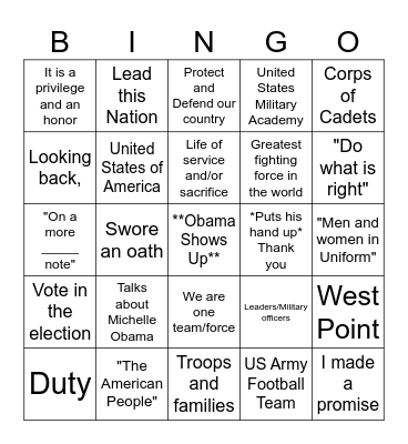 Barack's Bingo Card Bingo Card