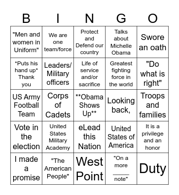 Barack's Bingo Card Bingo Card