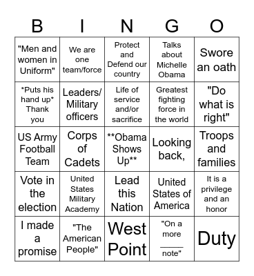 Barack's Bingo Card Bingo Card