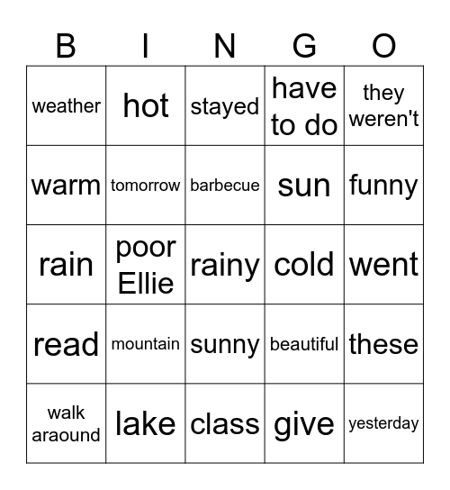 English (swie) BINGO Card