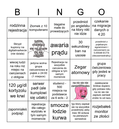 Rejestracja na USOS bingo Card