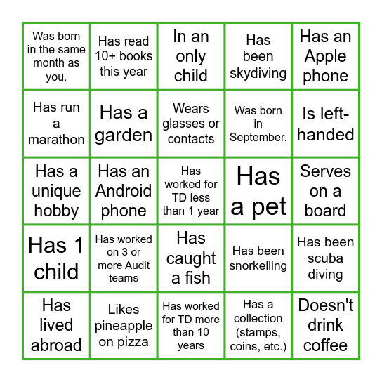 Find someone that... Bingo Card