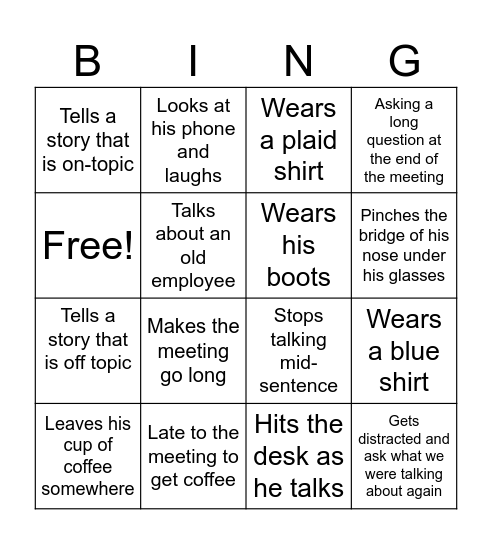 Dennis BINGO Card