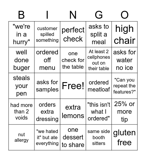 LOL at all the things :) Bingo Card