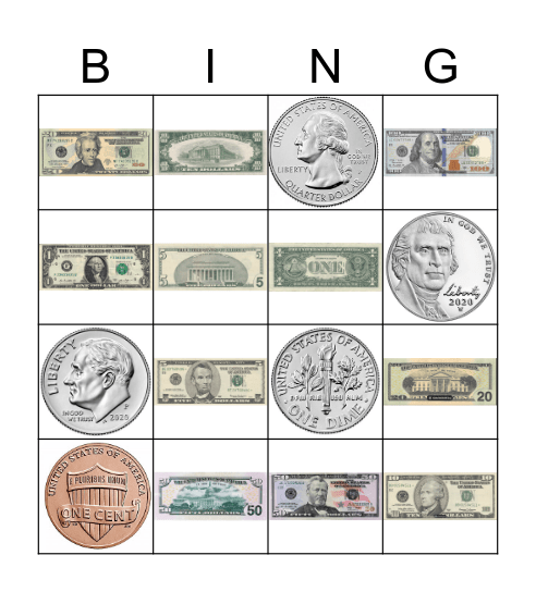 Money Bingo Card