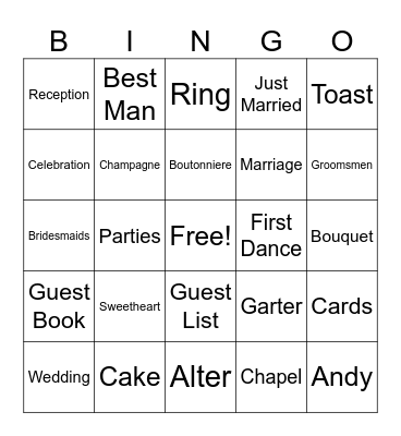 Sam's Getting Married! Bingo Card