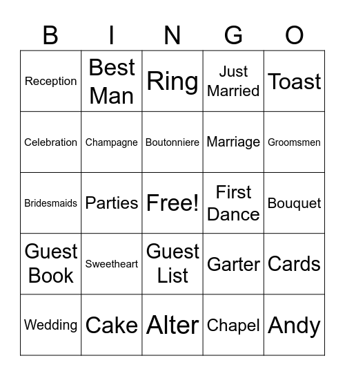 Sam's Getting Married! Bingo Card