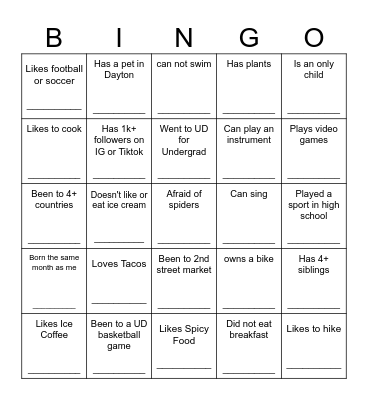 Flyer Bingo Card