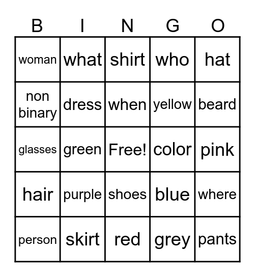 unit 1.8 bingo Card