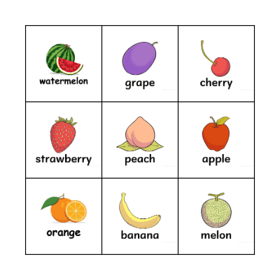 Fruit Bingo Card