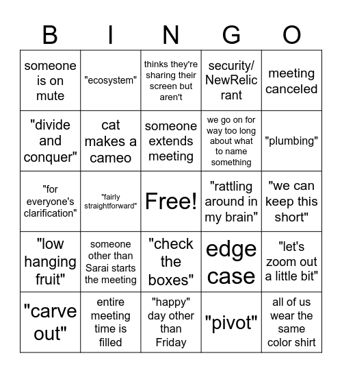 Team Bingo Card