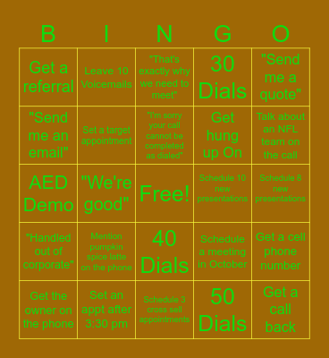 Phone Block Bingo Card