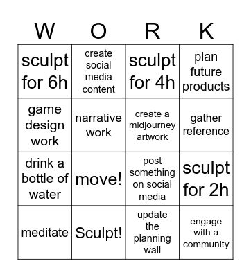 Work Work Bingo Card