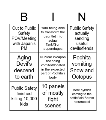 Chainsaw Man 177 Bingo Card