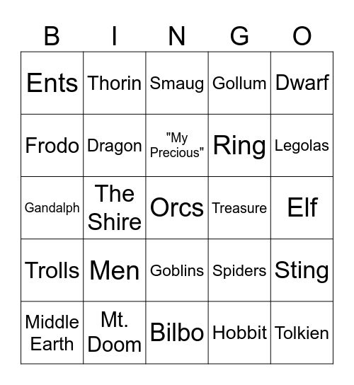 Happy Birthday Hobbits! -3rd version Bingo Card
