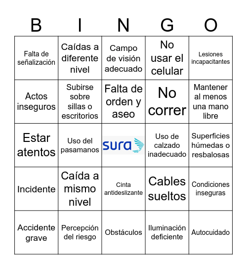 Prevención de caídas - Temporing Bingo Card