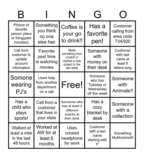 Eye Spy/Scavenger Hunt BINGO Card