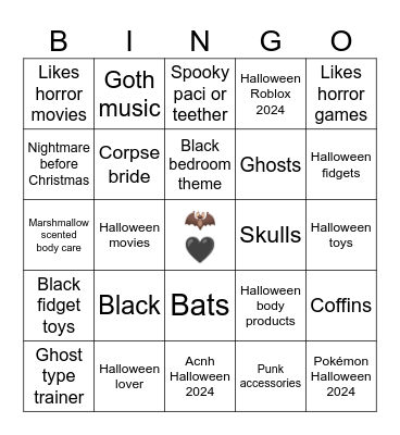 Baby Bat Bingo Card